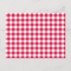 Classic Red and White Gingham Pattern Rustic Postcard