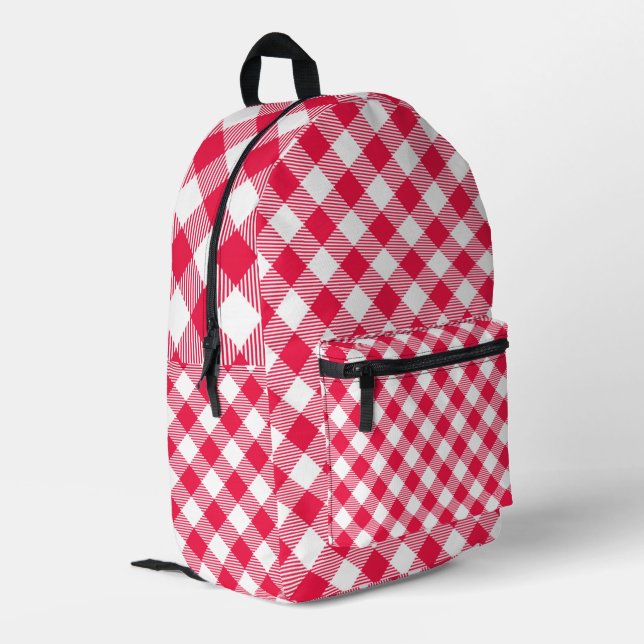 Classic Red and White Gingham Pattern Rustic Printed Backpack (Back Corner Left)