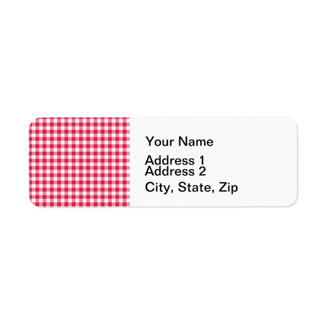 Classic Red and White Gingham Pattern Rustic Return Address Label (Front)