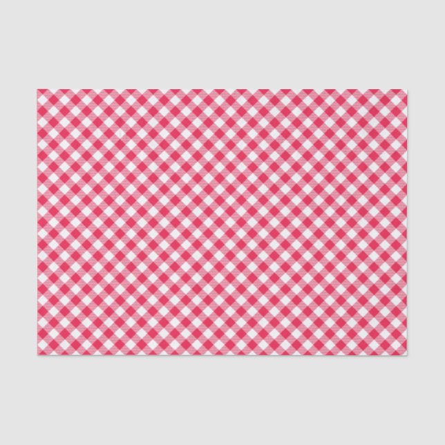 Classic Red and White Gingham Pattern Rustic Tissue Paper (Front)