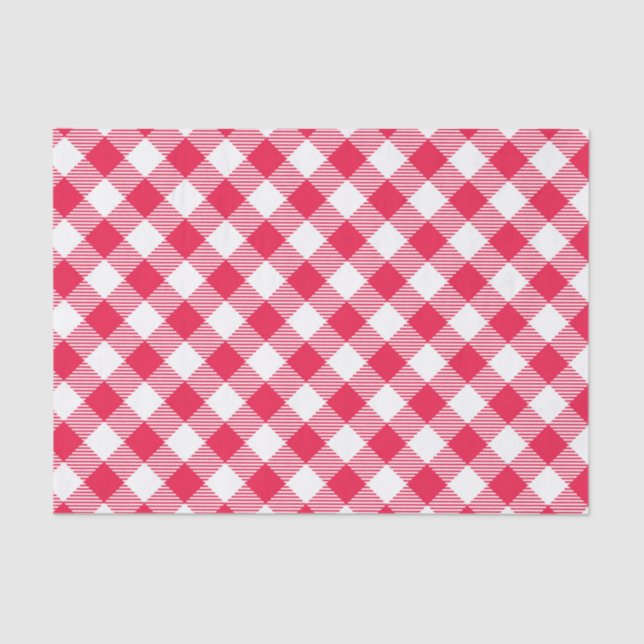 Classic Red and White Gingham Pattern Rustic Tissue Paper (Front)