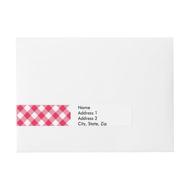 Classic Red and White Gingham Pattern Rustic Wraparound Address Label (Front)