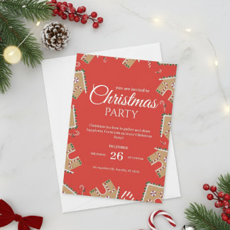 Classic Red and White Holiday Invitation Card