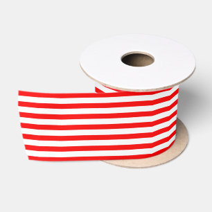 Classic Red and White Nautical Striped Preppy Satin Ribbon