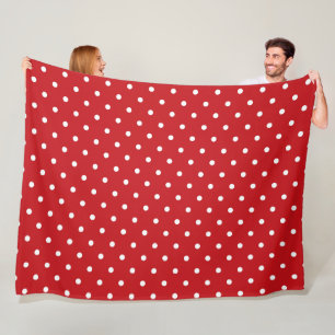 Classic Red and White Polka Dot Fleece Blanket