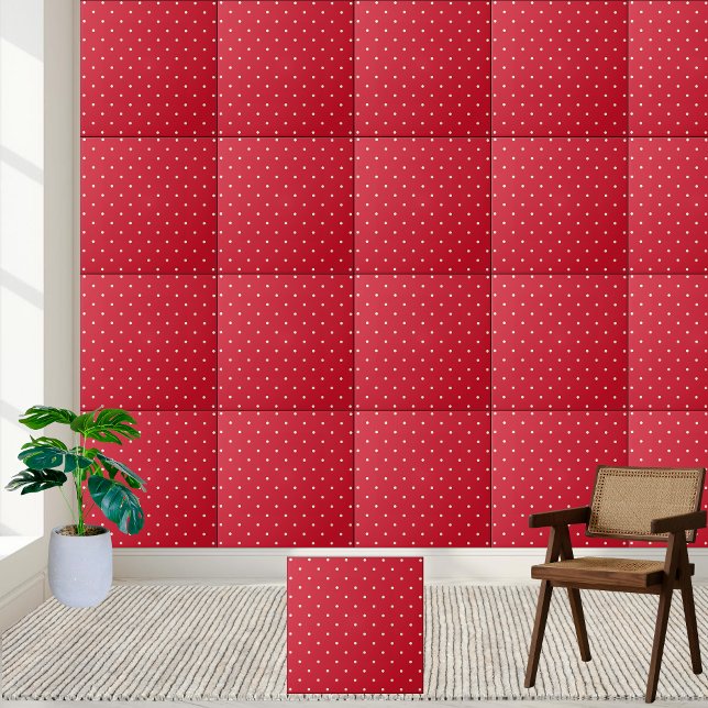 Classic Red and White Polka Dot Pattern  Ceramic Tile (Classic Red and White Polka Dot Pattern Ceramic Tile)
