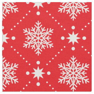 Classic Red and White Snowflakes Christmas Pattern Fabric