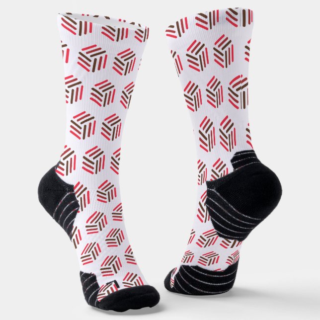 Classic Red and White Socks | Honeycomb Inspired (Angled)