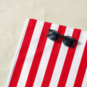 Classic Red and White Striped Beach Towel