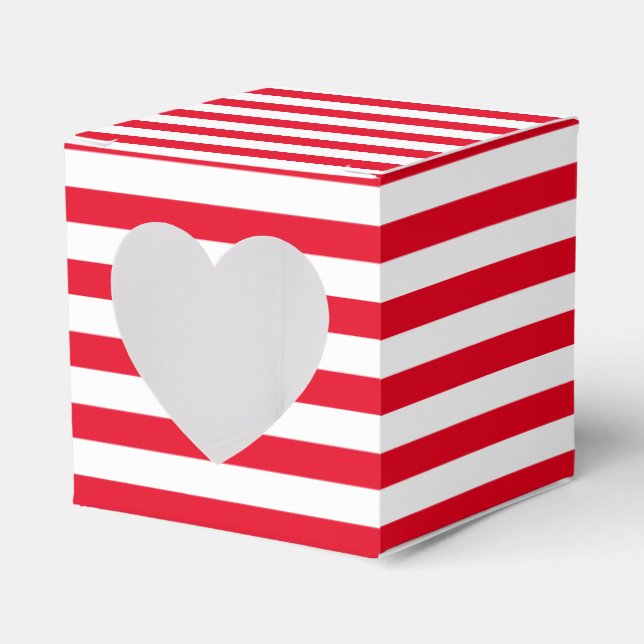 Classic Red and White Striped Favour Box (Front Side)