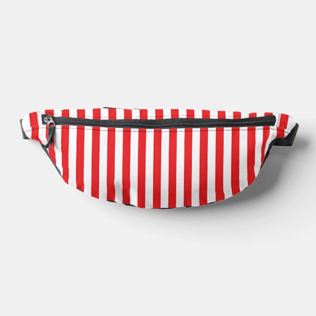 Classic Red and White Vertical Stripes Pattern Bum Bags (Lay Down)