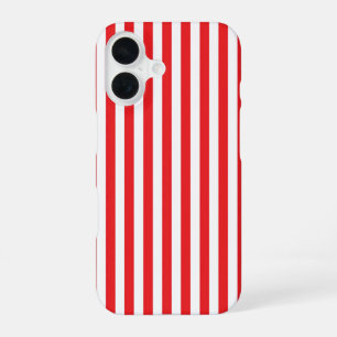 Classic Red and White Vertical Stripes Pattern iPhone 16 Case