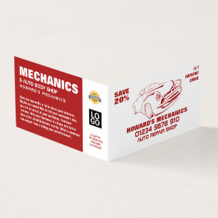 Classic Red, Auto Mechanic & Repairs, Detailed Business Card