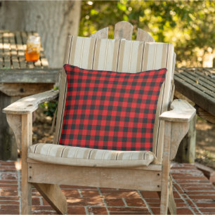 Classic Red Black Buffalo Check Plaid Pattern Cushion