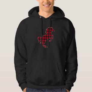 Classic Red & Black Buffalo Plaid Horse Lumberjack Hoodie