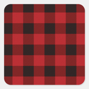Classic red black buffalo plaid square sticker