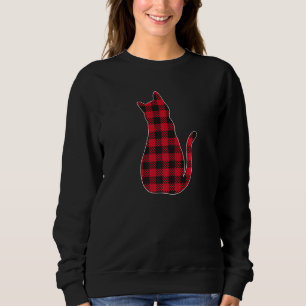 Classic Red & Black Christmas Buffalo Plaid Cat Pa Sweatshirt