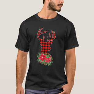 Classic Red Black Christmas Buffalo Plaid Deer Paj T-Shirt