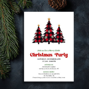 Classic Red Black Plaid Holiday Party Printable Invitation