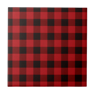  Classic red black plaid pattern Ceramic Tile