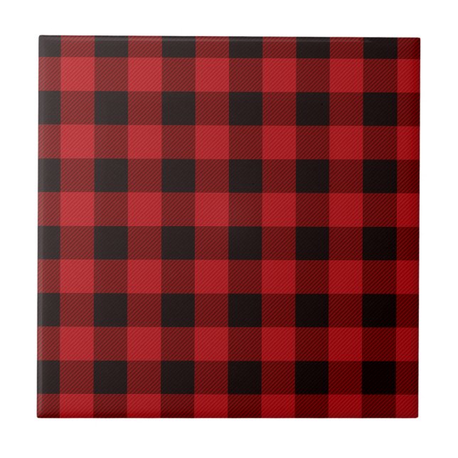  Classic red black plaid pattern Ceramic Tile (Front)