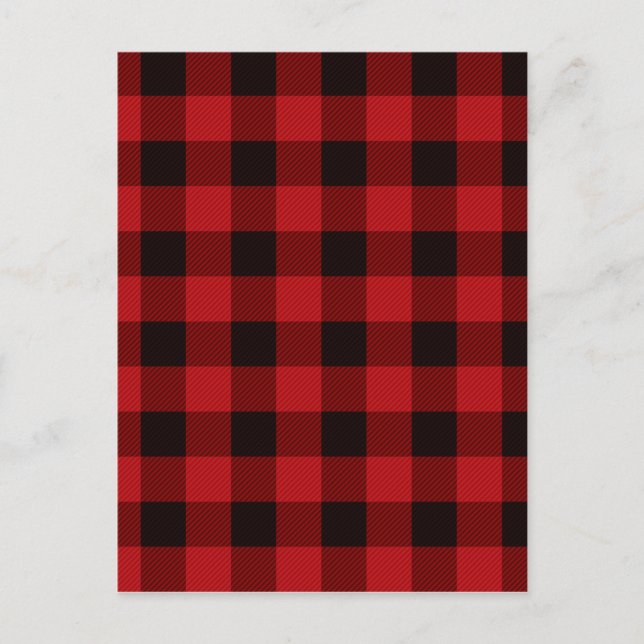 Classic red black plaid pattern  postcard (Front)