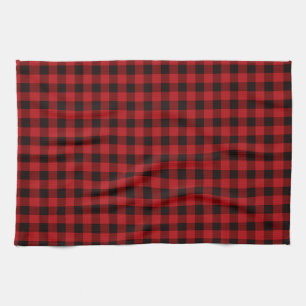 Classic red black plaid tea towel
