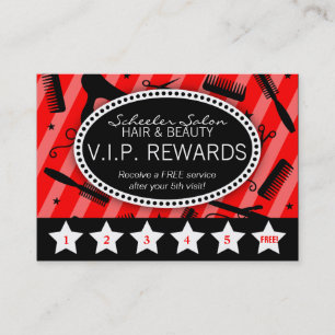 Classic Red & Black Salon Loyalty Card