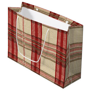 Classic Red & Black Tartan Plaid - Rustic Woven 2 Large Gift Bag