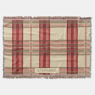 Classic Red & Black Tartan Plaid - Rustic Woven 2 Throw Blanket