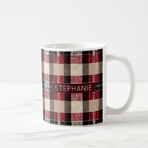 Classic Red & Black Tartan Plaid - Rustic Woven Coffee Mug