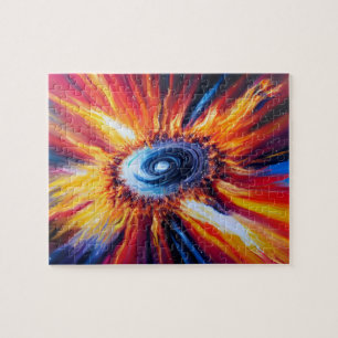 Classic red blue and orange outer space explosion jigsaw puzzle