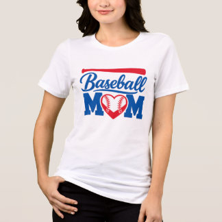 Classic Red Blue Heart Baseball Mum Game Day Tri-Blend Shirt