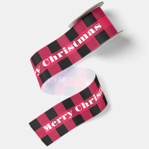 Classic Red Buffalo Plaid Check Christmas Holiday Satin Ribbon