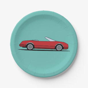 Classic Red Car Birthday Party Paper Plate