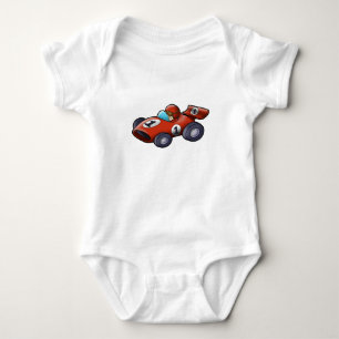 Classic red car cartoon for kids baby bodysuit