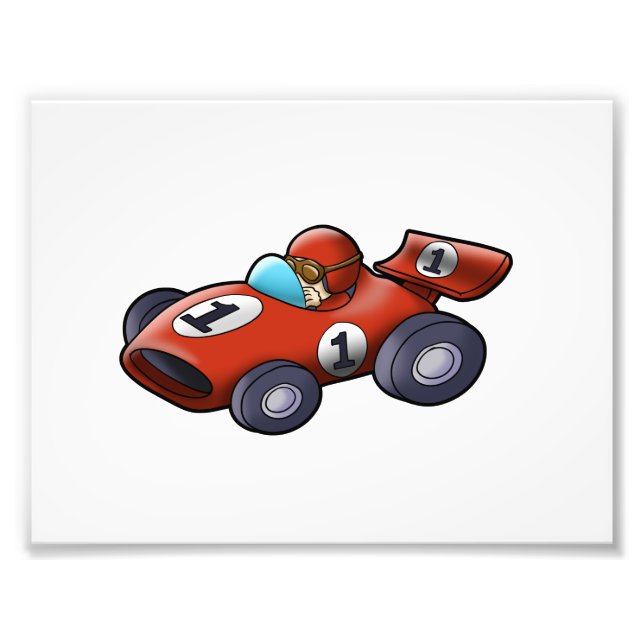 Classic red car cartoon for kids photo print (Front)