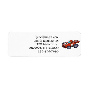 Classic red car cartoon for kids return address label