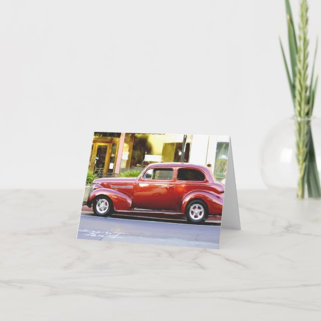 Classic Red Car notecard (Front)