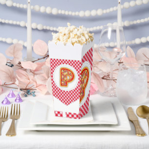 Classic Red Chequered Pizza Initial P Popcorn Box