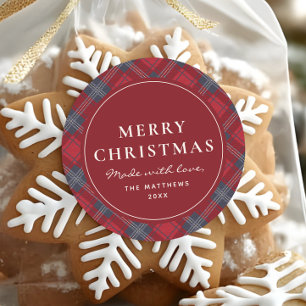 Classic Red Christmas Cookie Made With Love Round Sticker