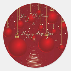 Classic Red Christmas Ornaments Christmas Round Sticker