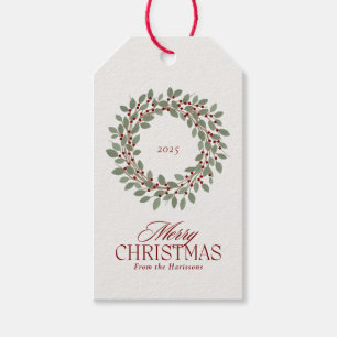 Classic Red Christmas Wreath Non Photo Card Gift Tags