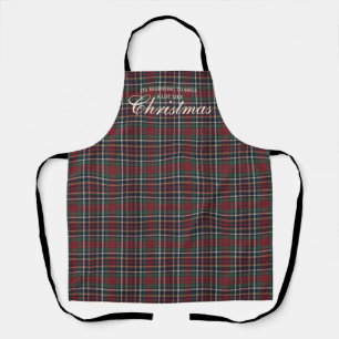 Classic Red Dark Blue Green Plaid Pattern Apron
