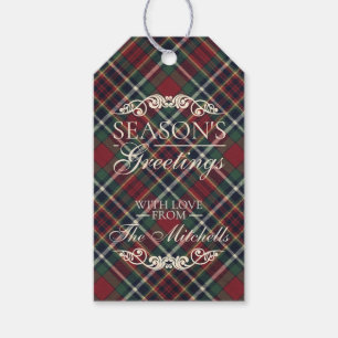 Classic Red Dark Blue Green Plaid Pattern Gift Tags