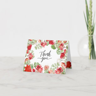 Classic Red Florals  Thank You Card