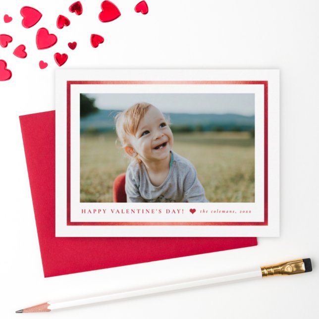 Classic Red Frame Photo Valentine's Day Card (Creator Uploaded)