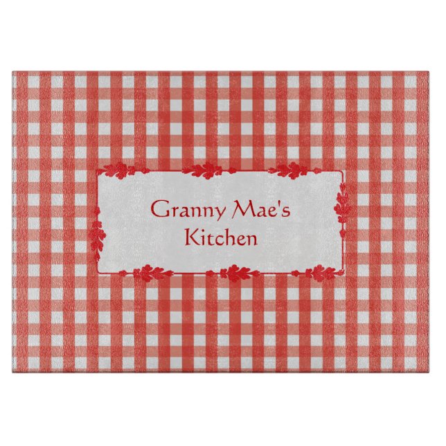 Classic Red Gingham Check Pattern Cutting Board (Front)