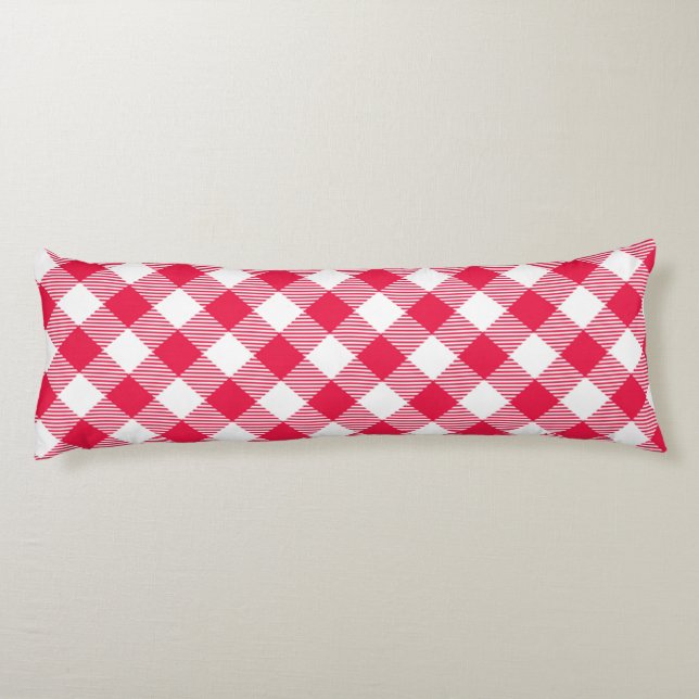 Classic Red Gingham Country Pattern Body Cushion (Back)