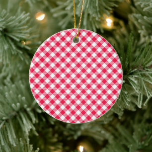 Classic Red Gingham Country Pattern Ceramic Ornament